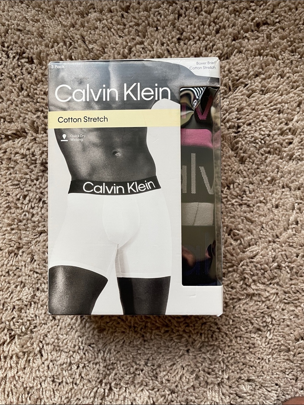 NWT Calvin Klein Cotton Stretch Boxer Briefs - with Black Waistband (3 Pack)